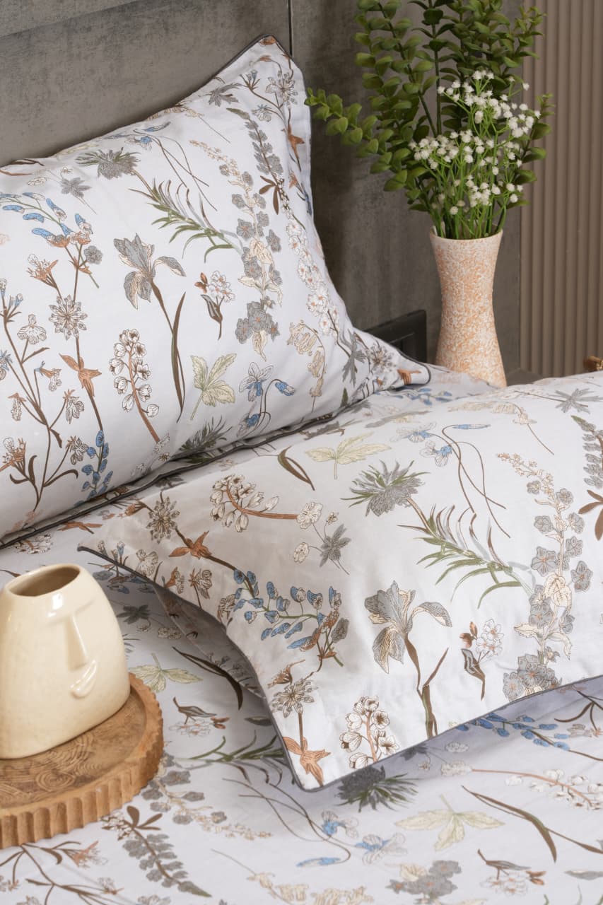 Premium Opulence Floral Ash Blue King Bedsheet 108 inches x 108 inches