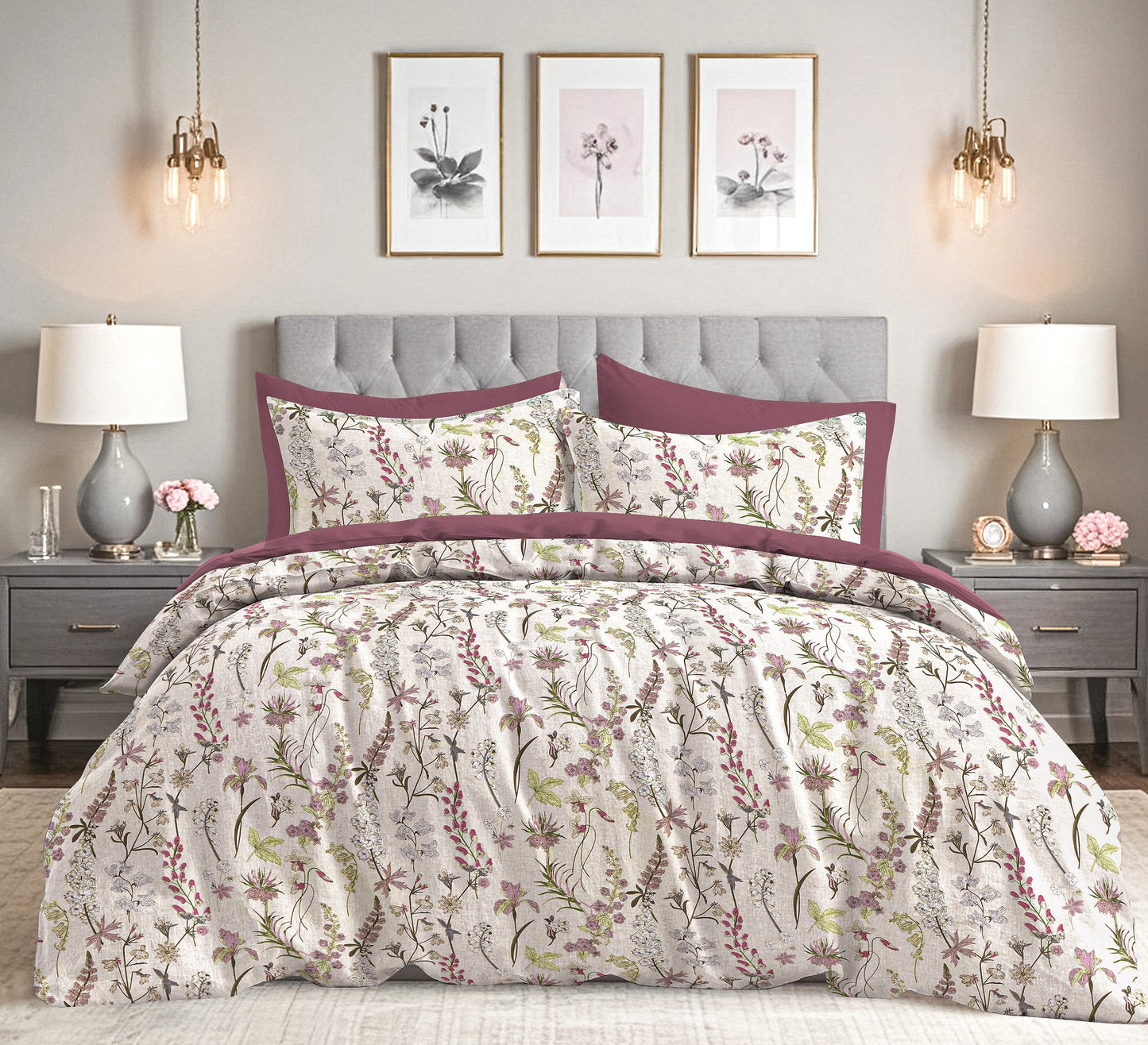 Premium Opulence Cotton Multicolour Floral Bedsheet 108 inches x 108 inches