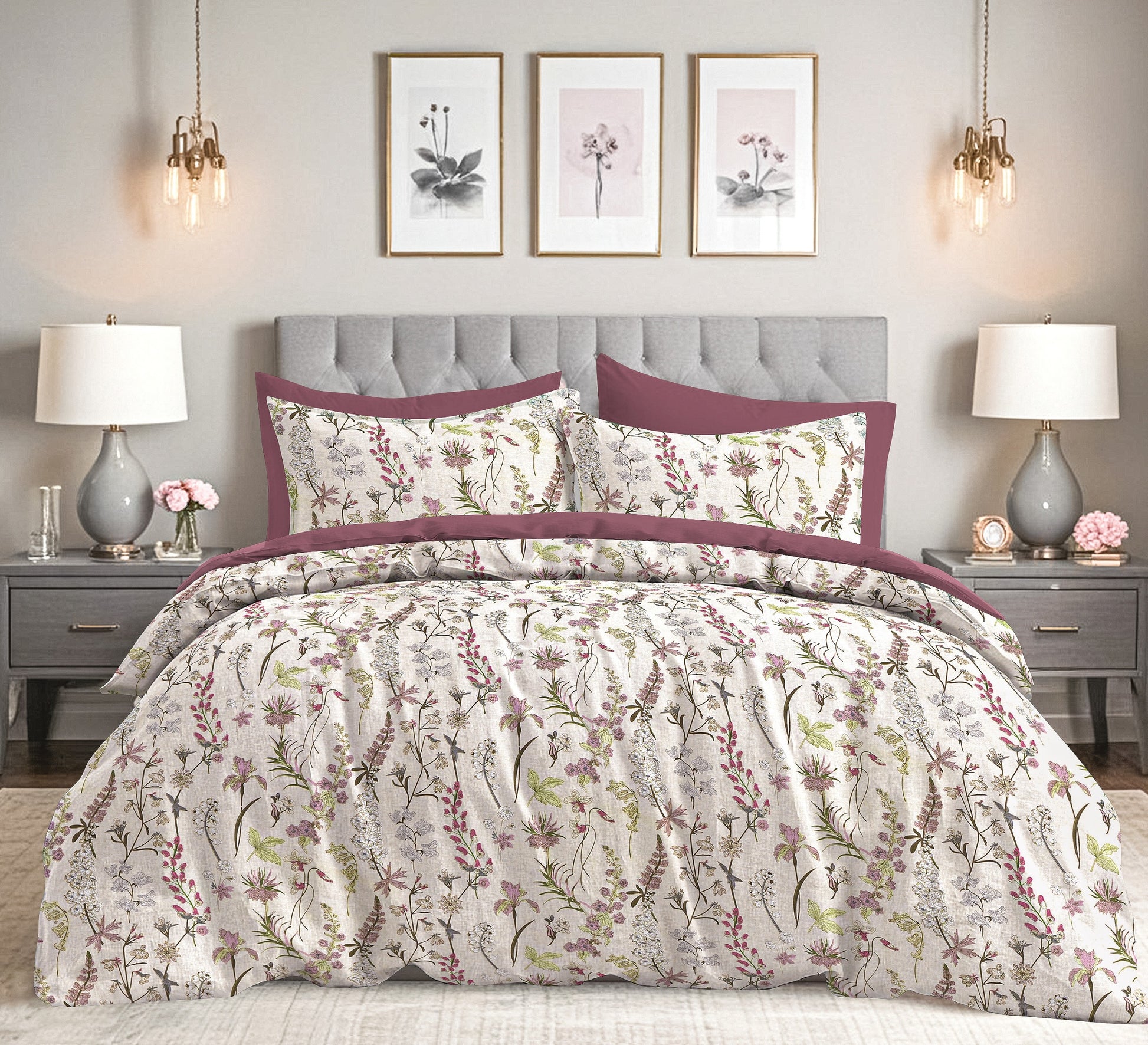 Premium Opulence Cotton Multicolour Floral Bedsheet 108 inches x 108 inches