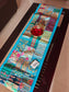 Trendy Ethnic Embroidered Turquosie Blue Cotton Table Runner (14 x 60 inches)