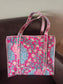 Peacock Block print tote bag - Boho quilted women's bags - Women's handbag - Pink Hand block Printed Quilted cotton Shoulder Bag