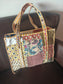 Patchwork Block print tote bag - Boho quilted women's bags - Women's handbag