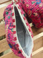 Wine Pink Hand Block Print Floral Toiletry Multiuse Cotton Pouches Set of 3 Make up bags