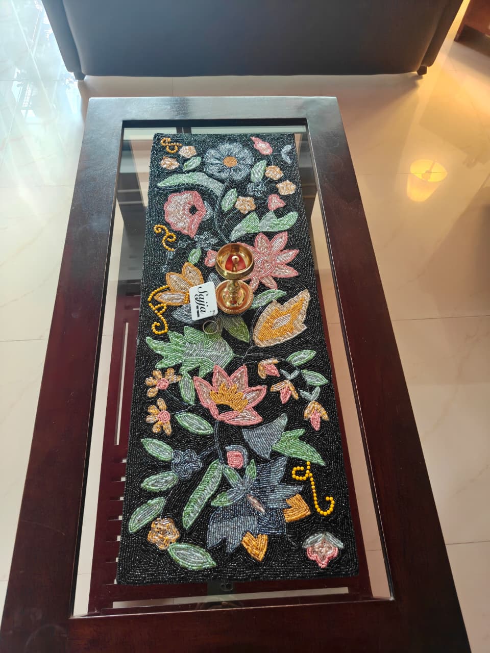 Orchard Multi Colored Beads Table Runner Foyer Beaded Table Runner Centre Table Runner