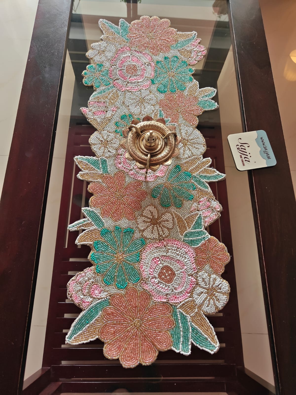 Symphony of Colours Floral White Based Beads Table Runner