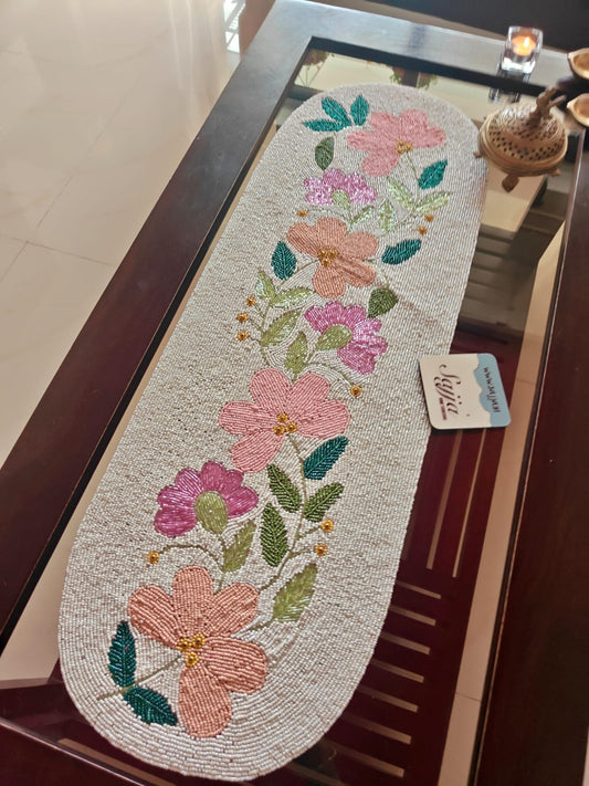 Sajja Premium Handcrafted Floral Handmade Beaded Table Runner