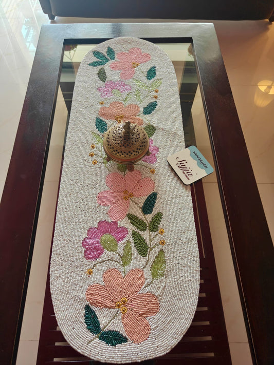 Sajja Premium Handcrafted Floral Handmade Beaded Table Runner