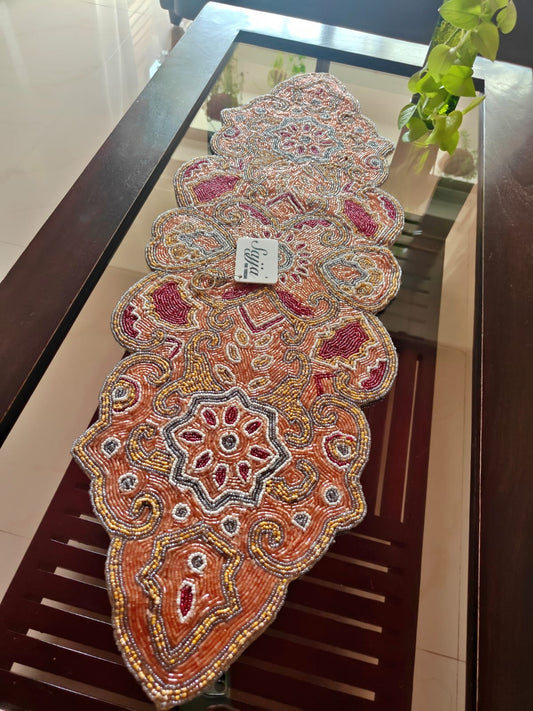 Vintage Rajwada Handcrafted Beaded Beaded Table Runner Décor Foyer Runenr
