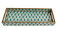 Teal Turkish Mosaic Gold Decorative MDF Tray | Stylish Serving & Home Décor Tray 