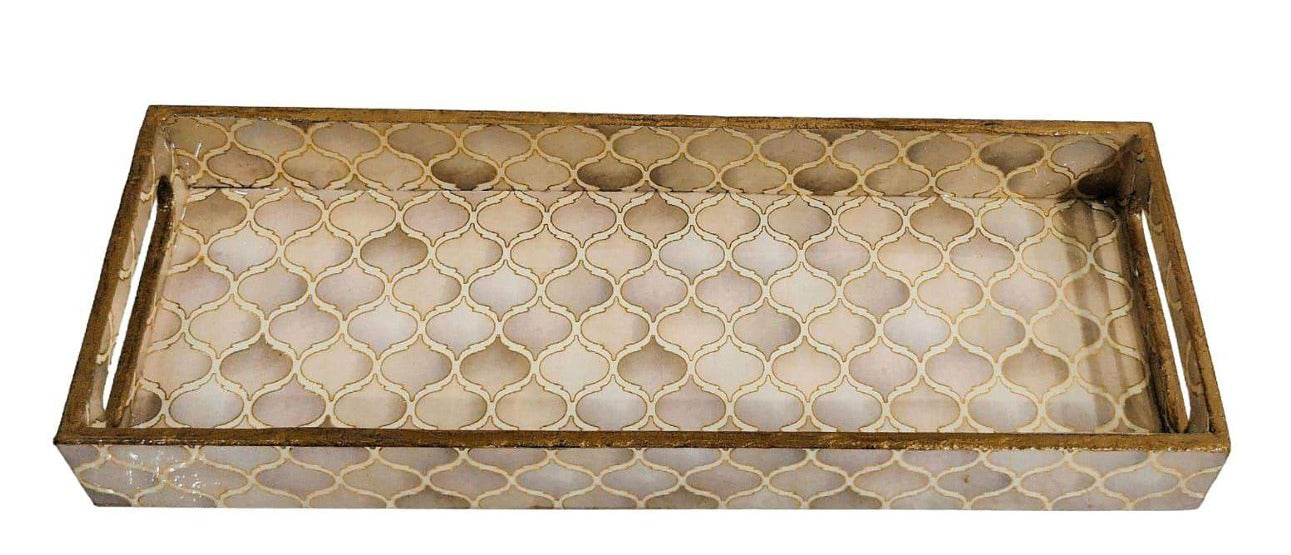 Cream Gold Decorative MDF Tray | Stylish Serving & Home Décor Tray