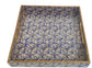 Royal Blue Marble Inlay Print Decorative Sqaure MDF Tray | Stylish Serving & Home Décor Tray