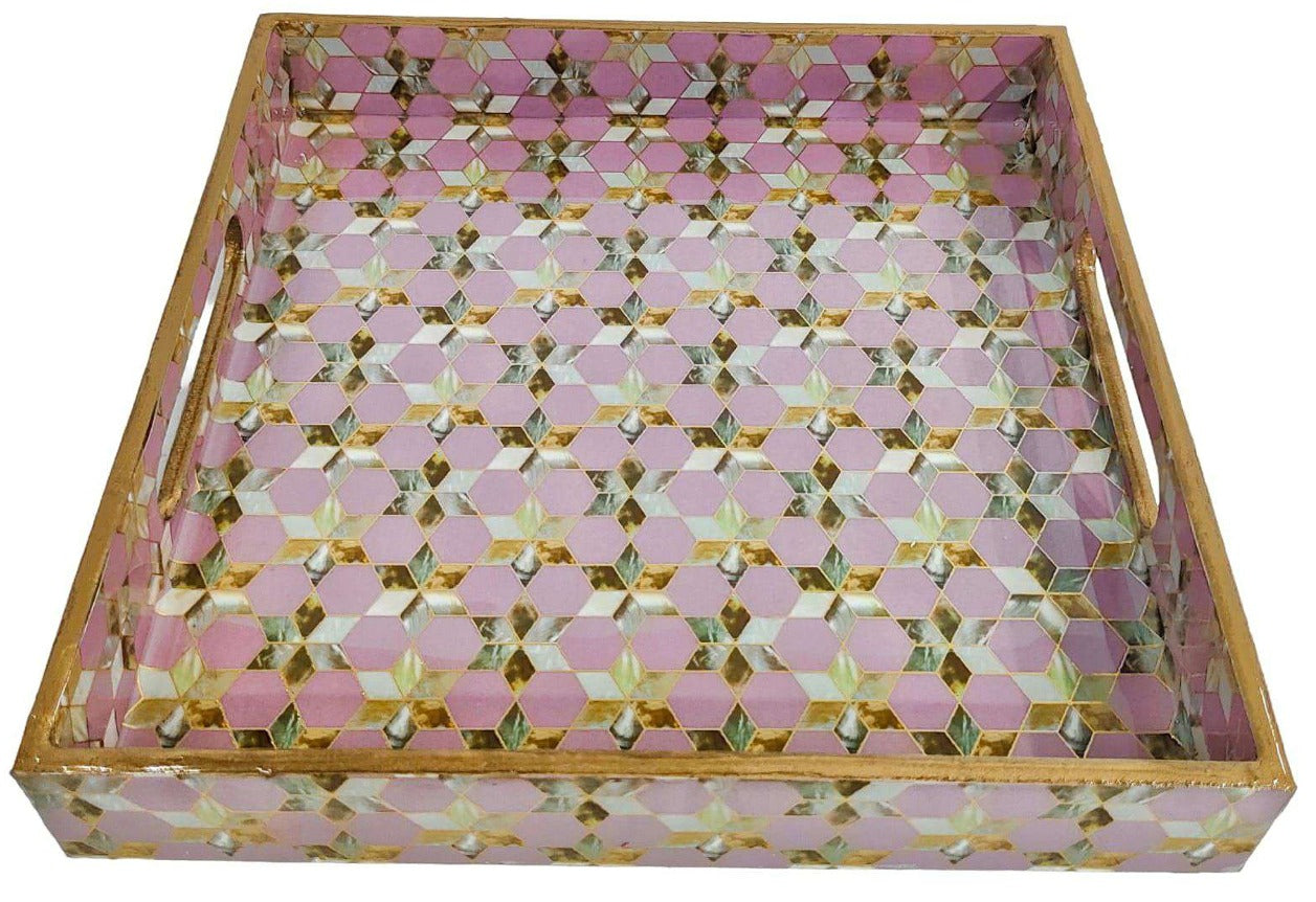 Star Purple Decorative Sqaure MDF Tray | Stylish Serving & Home Décor Tray