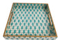 Turquoise Marble Inlay Print Decorative Sqaure MDF Tray | Stylish Serving & Home Décor Tray