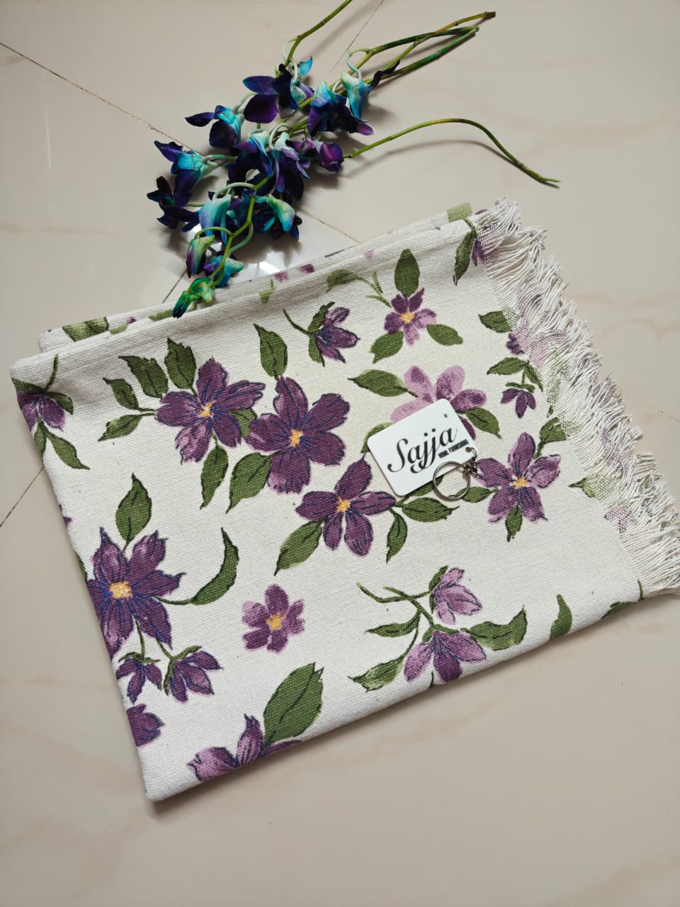 Buy Sajja Floral Purple Thick Cotton Floor Bedside Rug 25 x 58 inches