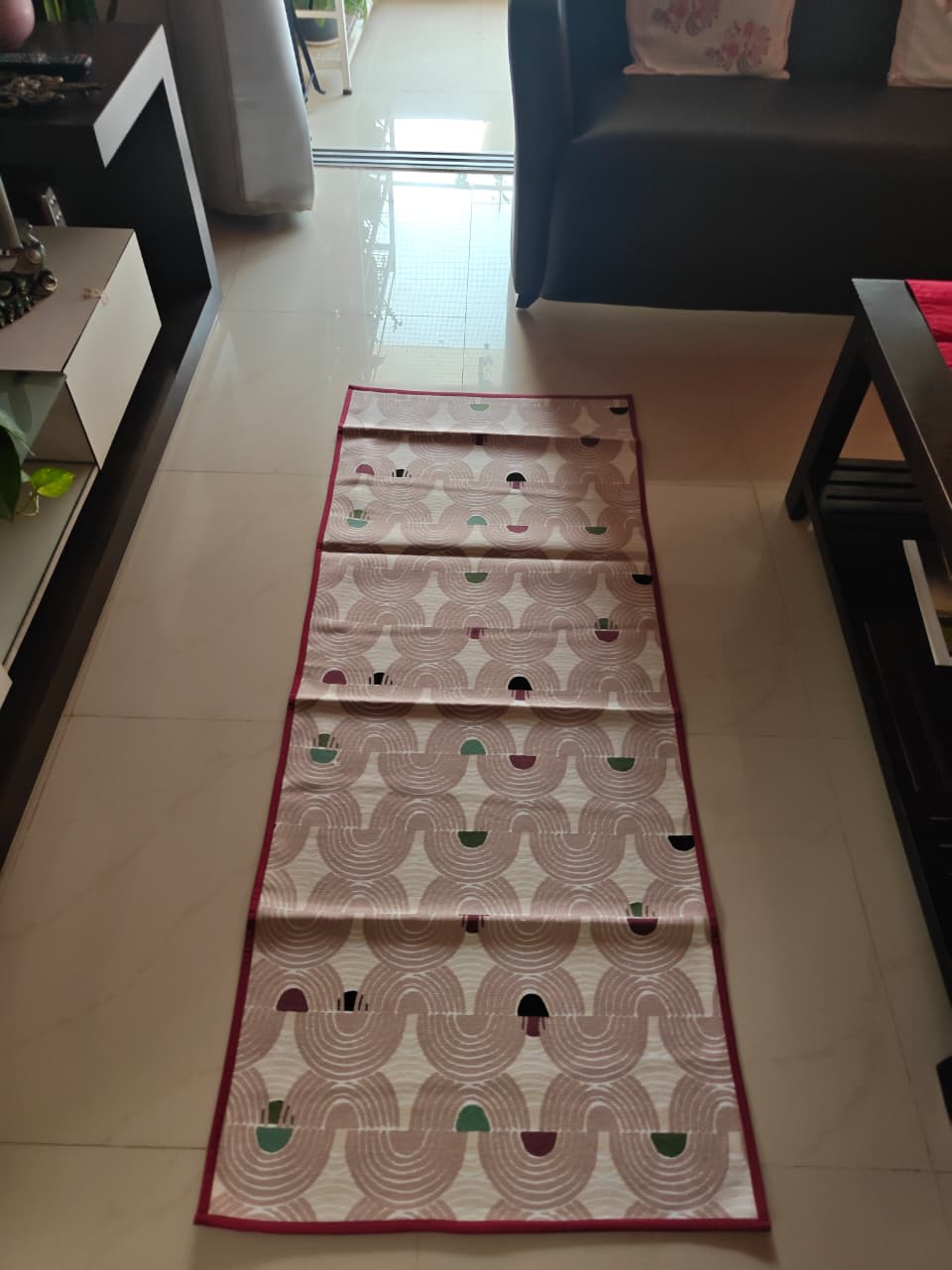 Designer Anti Skid Cotton Bedside Runner Rug | Use as Sofa Cover