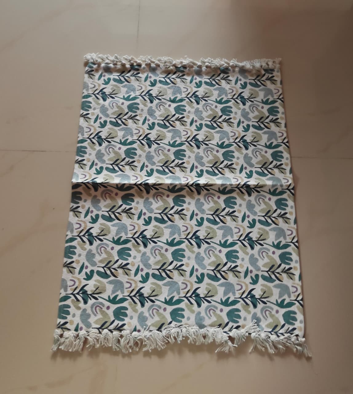 Designer Teal Turquoise Mat, Two Cosy Settings Table Mat Aasan Pure cotton with Tassels