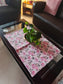 Versatile Pink Floral Duck Cotton Floor Mat Rug | Use as Table Décor Mat | Perfect Kids Mat