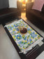Buy Citrus Yellow Blue  Duck Cotton Floor Mat Rug | Use as Table Décor Mat With Tassels