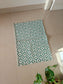 Buy Sajja Green Teal Geometric Mat, Two Cosy Settings Duck Cotton Floor Mat Rug | Use as Table Décor Mat | Reversible Geometrical Pattern