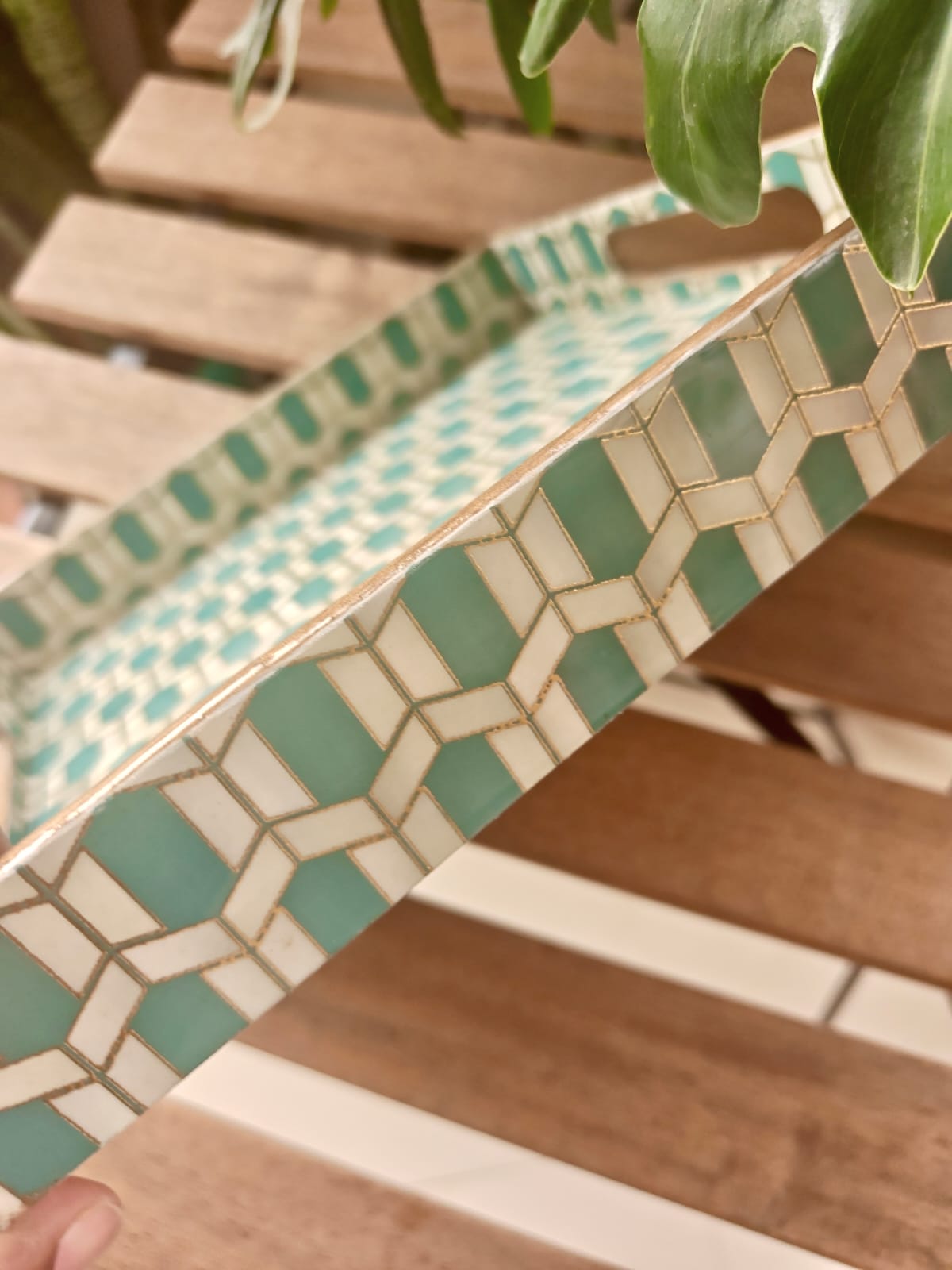 Turquoise Marble Inlay Print Decorative Sqaure MDF Tray | Stylish Serving & Home Décor Tray