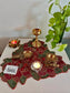 Designer Regal Handcrafted Floral Poinsettia Beaded Glass Placemat Table Mat