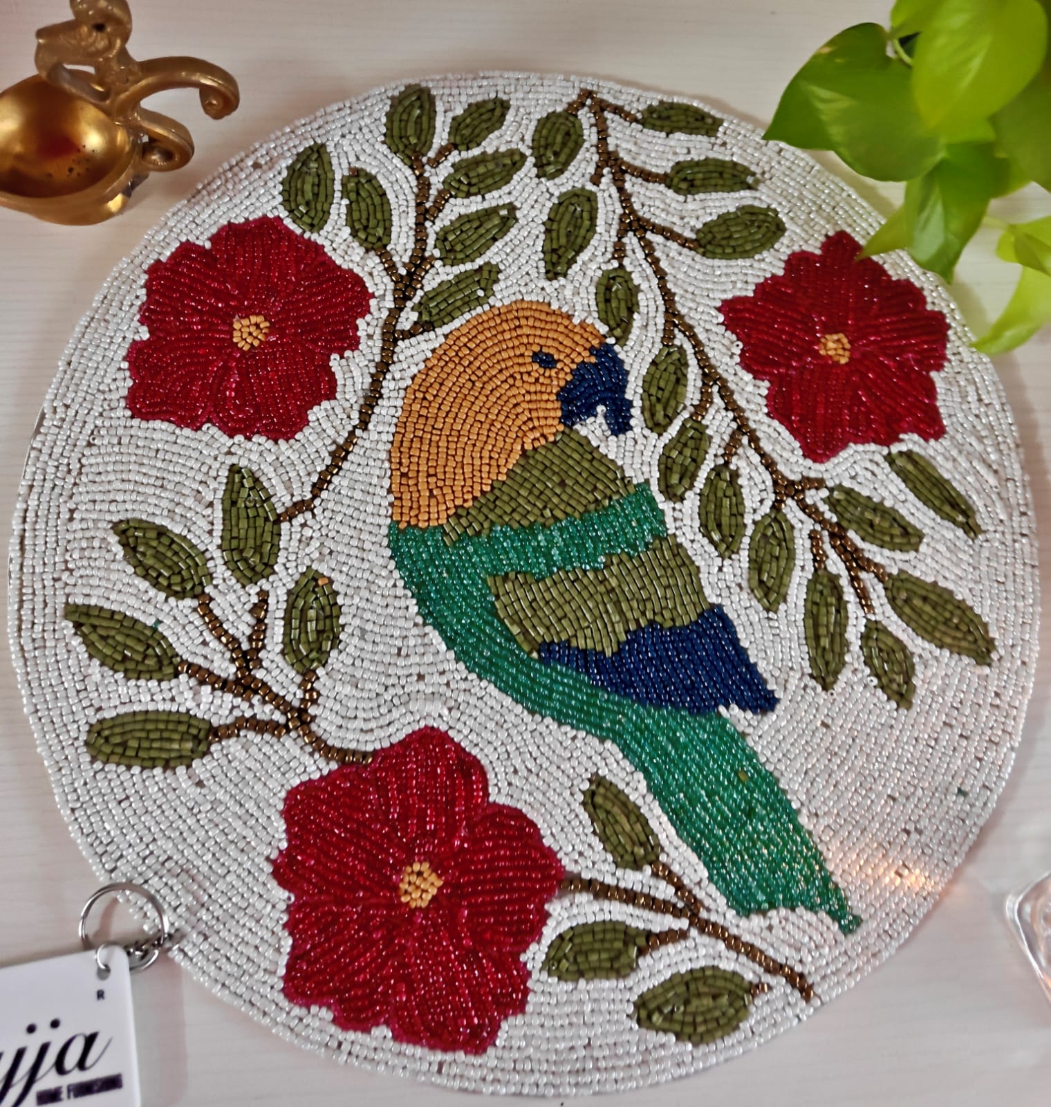 Bright Multicolour Parrot Floral Beads Table Mat Placemat