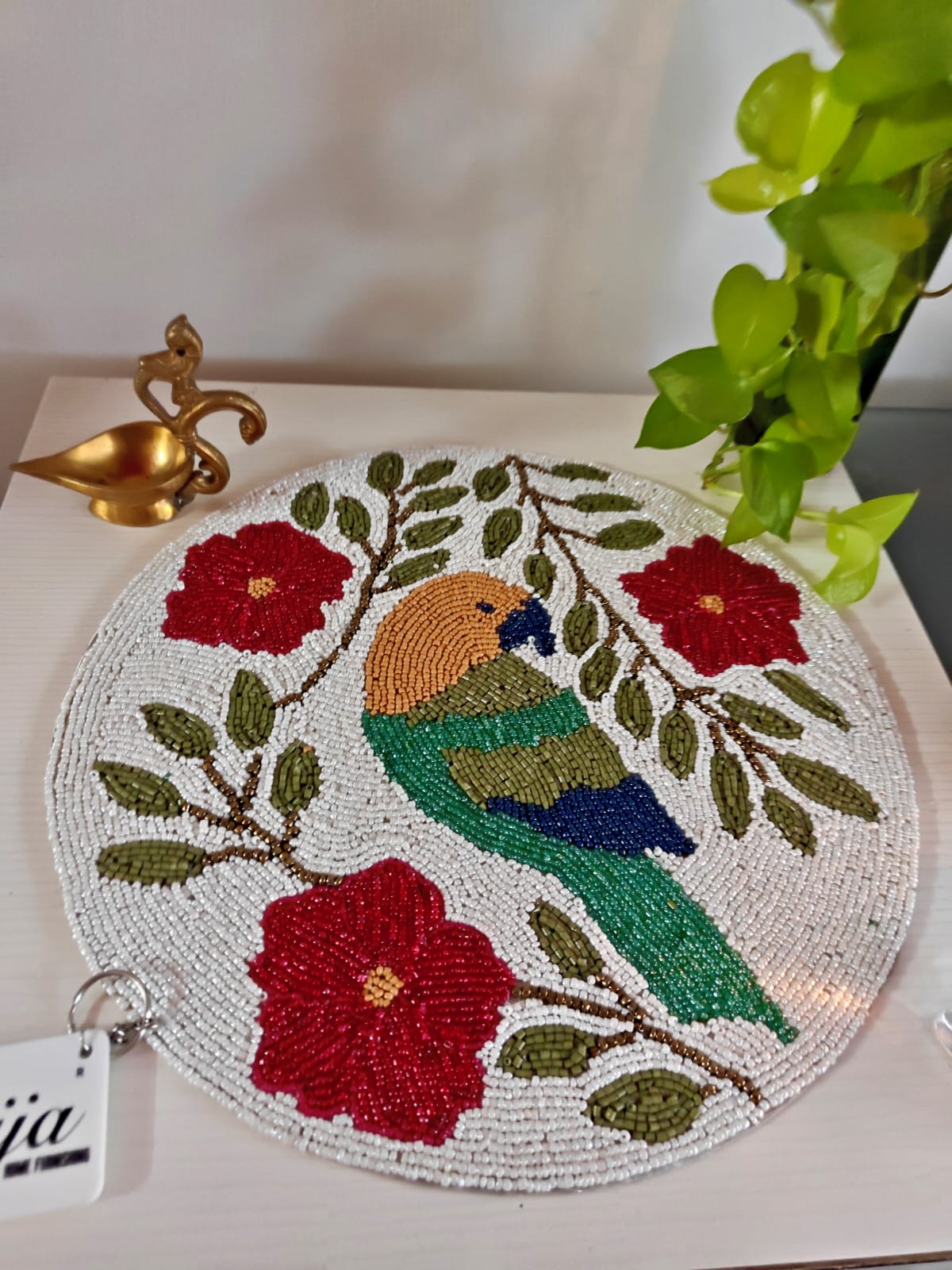 Bright Multicolour Parrot Floral Beads Table Mat Placemat