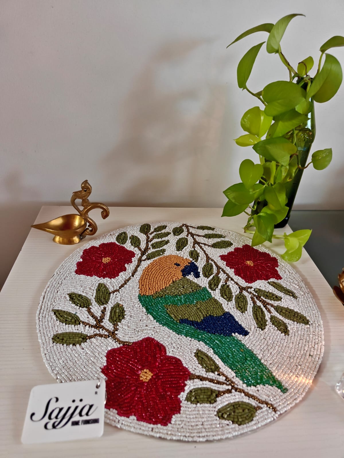Bright Multicolour Parrot Floral Beads Table Mat Placemat