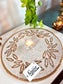 Unique Stylish Beaded Sequins Ivory Round Table Placemat Runner
