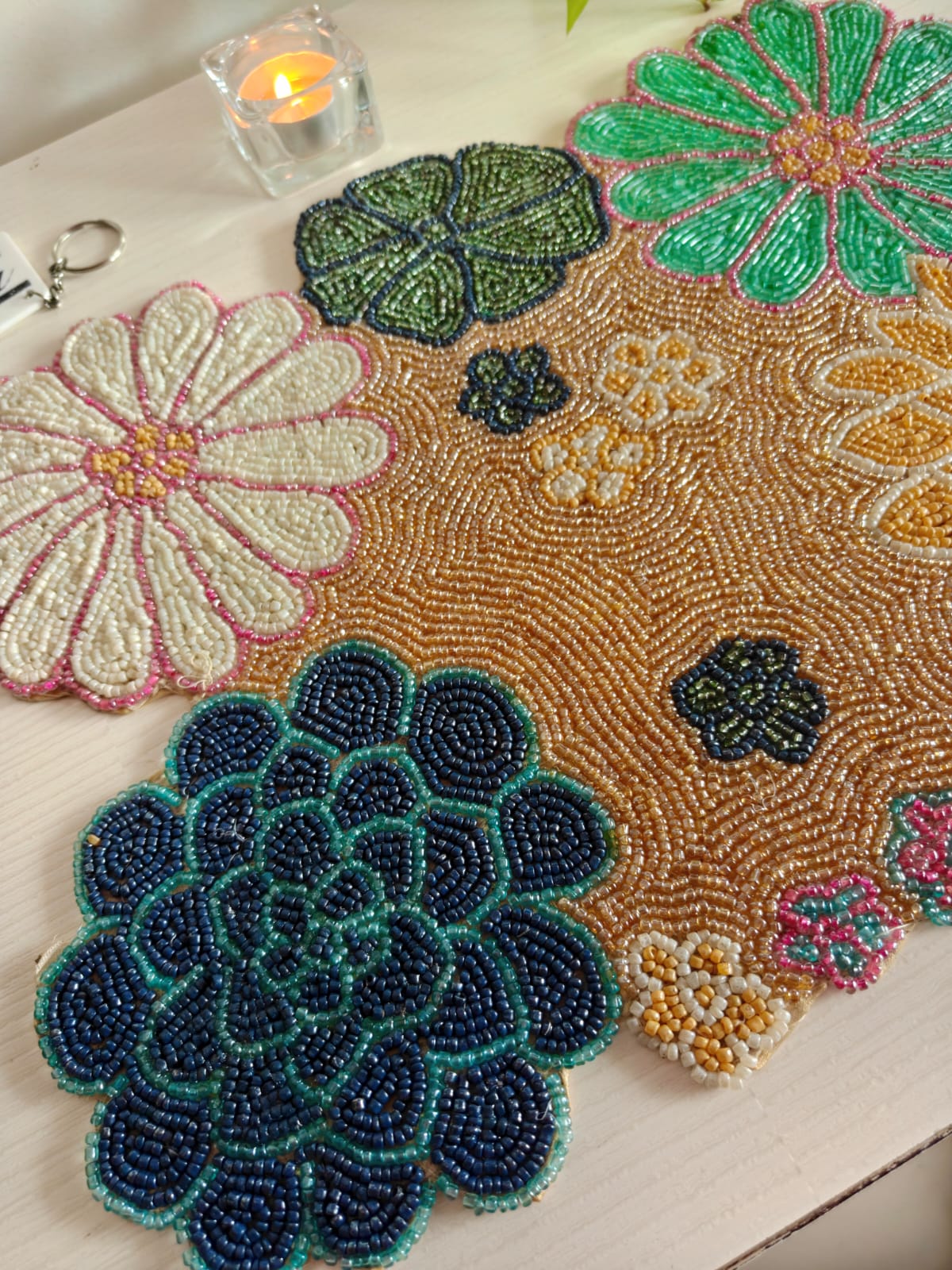 Floral Bloom Beads Table Placemat