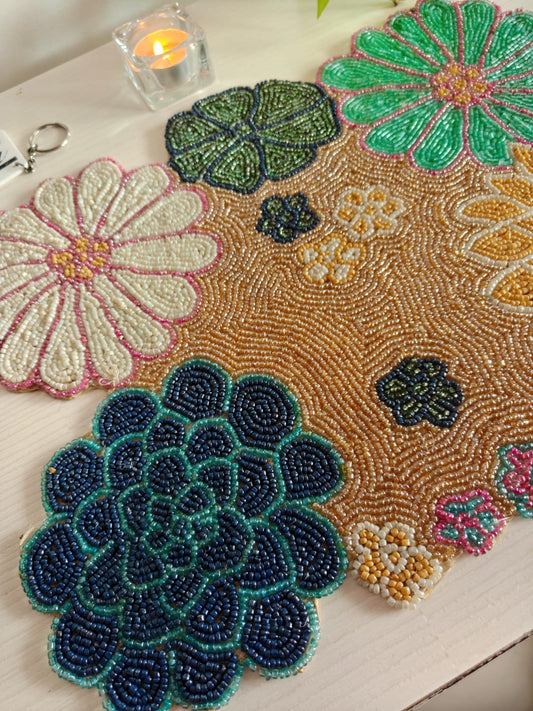 Floral Bloom Beads Table Placemat