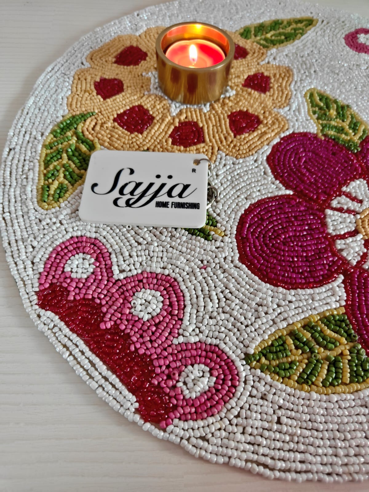 Radiant Royal Multicolour Placemat Floral Beads Tablemat