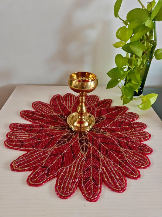 Vintage Wine Red N Gold Beads Table Beads Tablemat Placemat