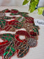 Magnificent Festive Red Green Gold Cutwork Placemat Beads Mat