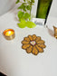 Floral Glass Beaded Sunflower Yellow Handmade Round Beads Coaster Doily