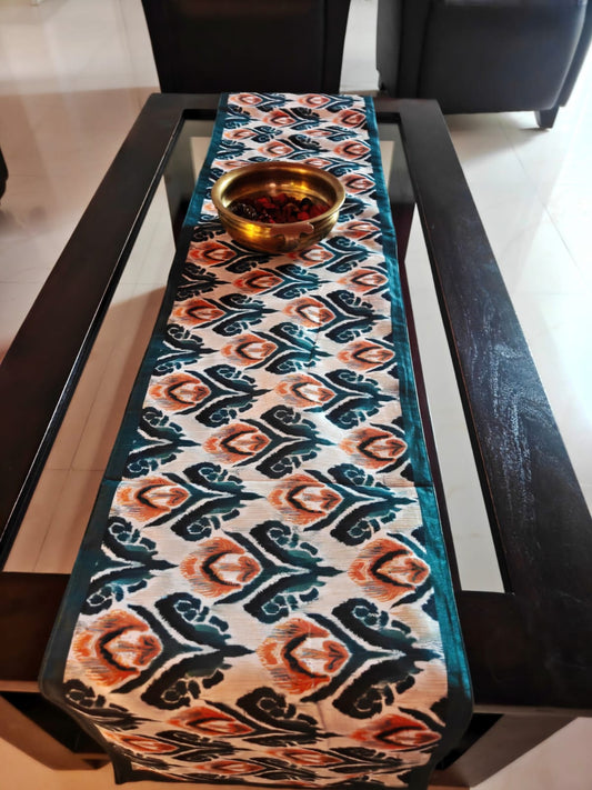 Ikat Silk Dupion Table runner Silk Dining Table Runner 6 seater Side Table Runners Gift L-72 in, W-12in)
