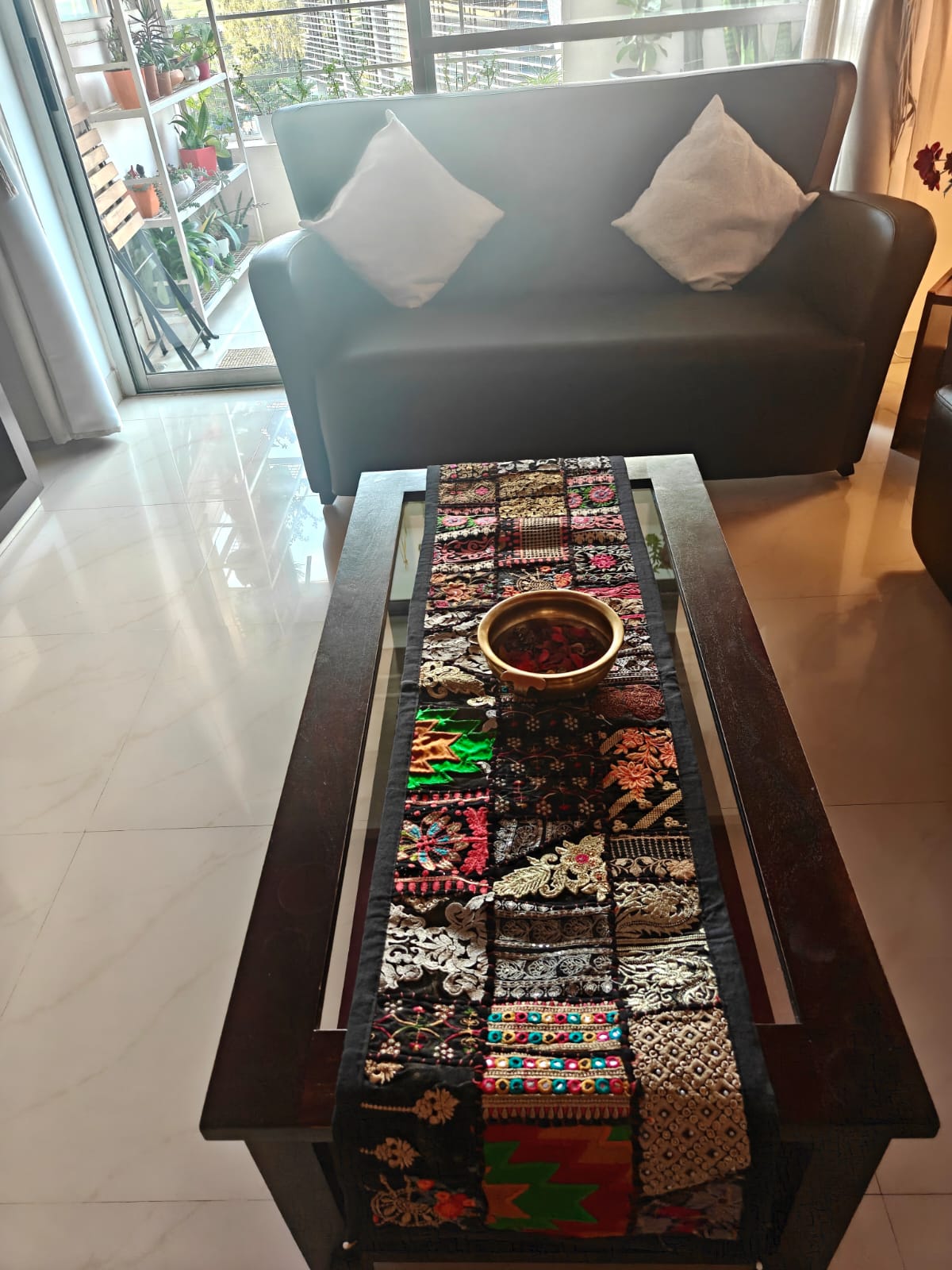 Royal Ethnic Khambhadiya Patchwork Multicolor Cotton Table Runner 14 x 60 inches