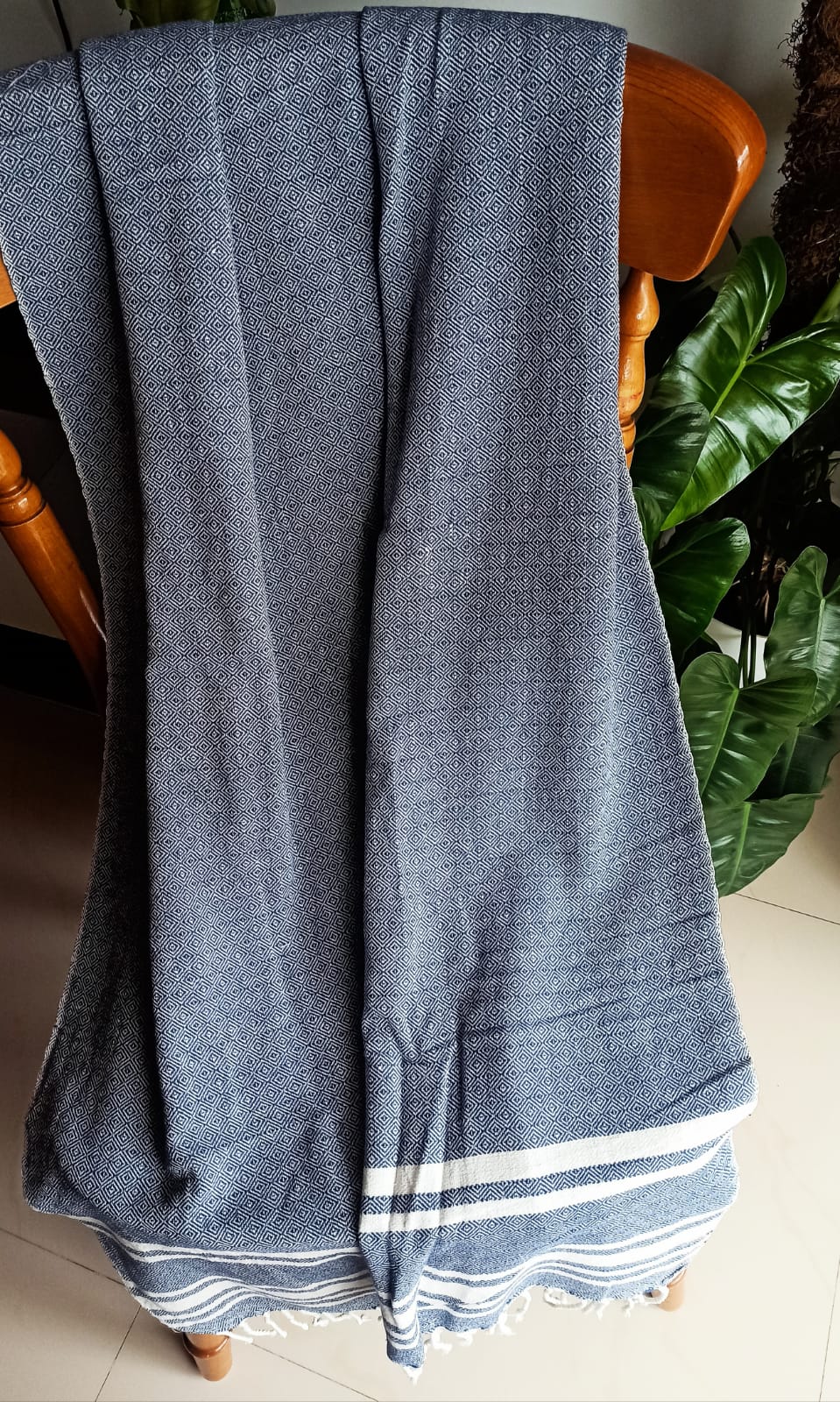 Absorbent Turkish Square Weaved Organic Cotton Bath Towel Baby Blue XL For Men