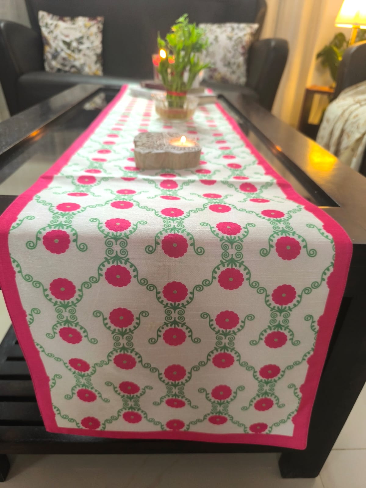 Sajja Pink Dupioni Silk Table runner (12 x 72 inches)