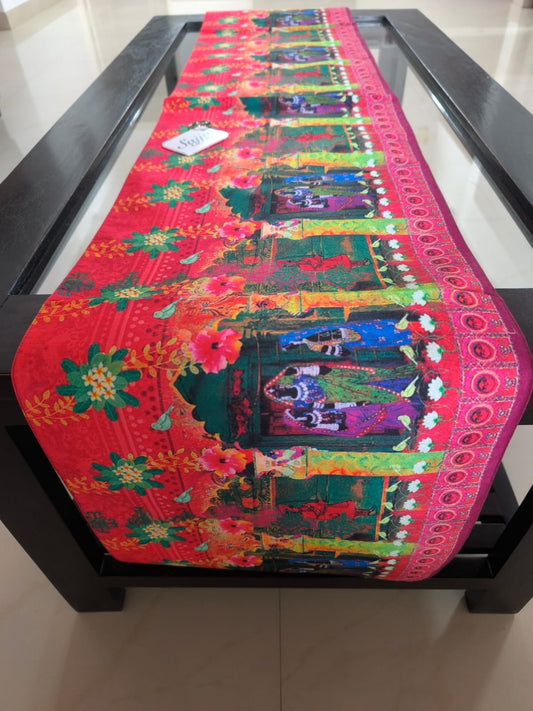 Rajasthani Phad Jaroka Silk Table Runner (L-72in, W-12in)