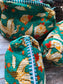 Rama Green hand block printed cotton pouch - Set of 3