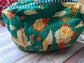 Rama Green hand block printed cotton pouch - Set of 3