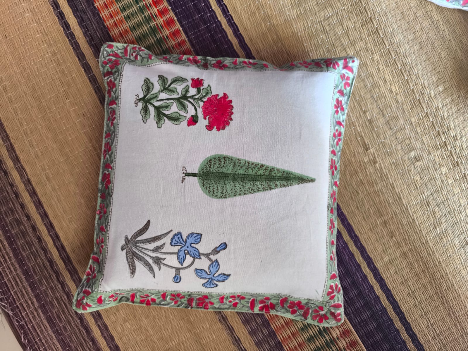 Green Kinar Multiblock block Printed Premium Cushion Cover 