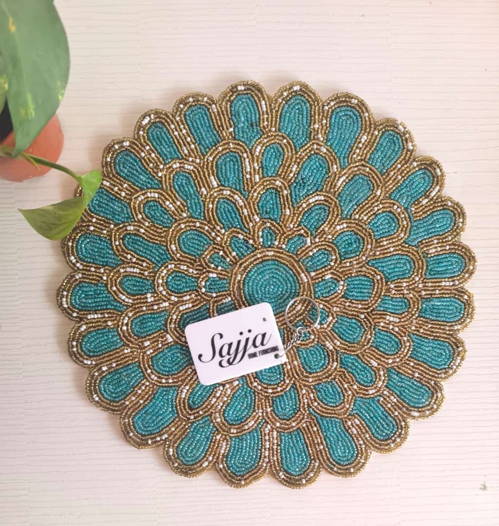 Vintage Sea Green Turquoise Beads Placemat