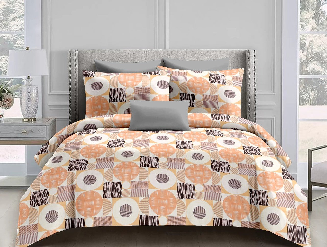 Premium Percale Cotton Orange Mustard Double Bedsheet Super King 9f x 9f