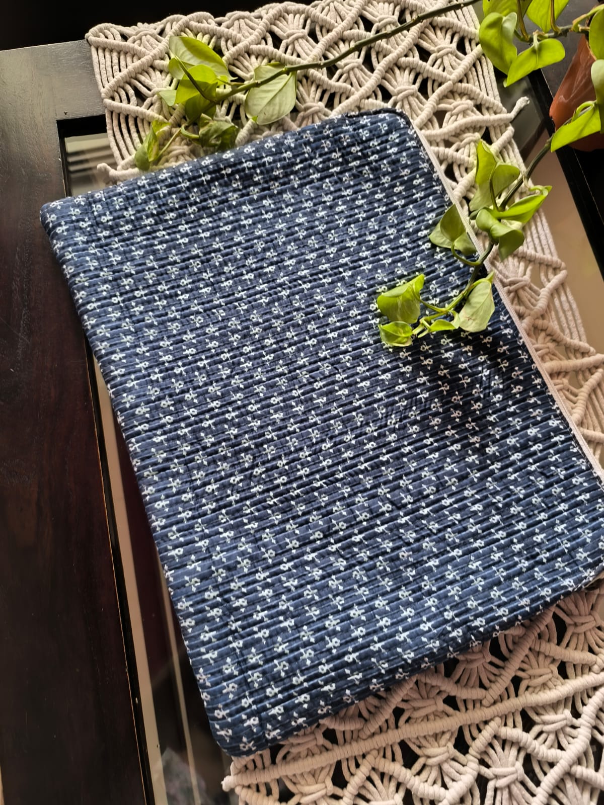 Sajja Indigo Hand Block printed Laptop Sleeve