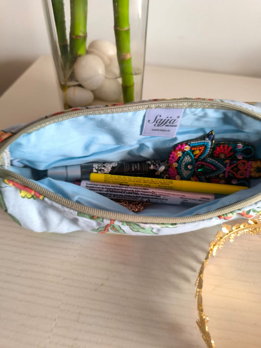 Sajja Sustainable Livelihoods Floral Round Shape Pencil Pouch