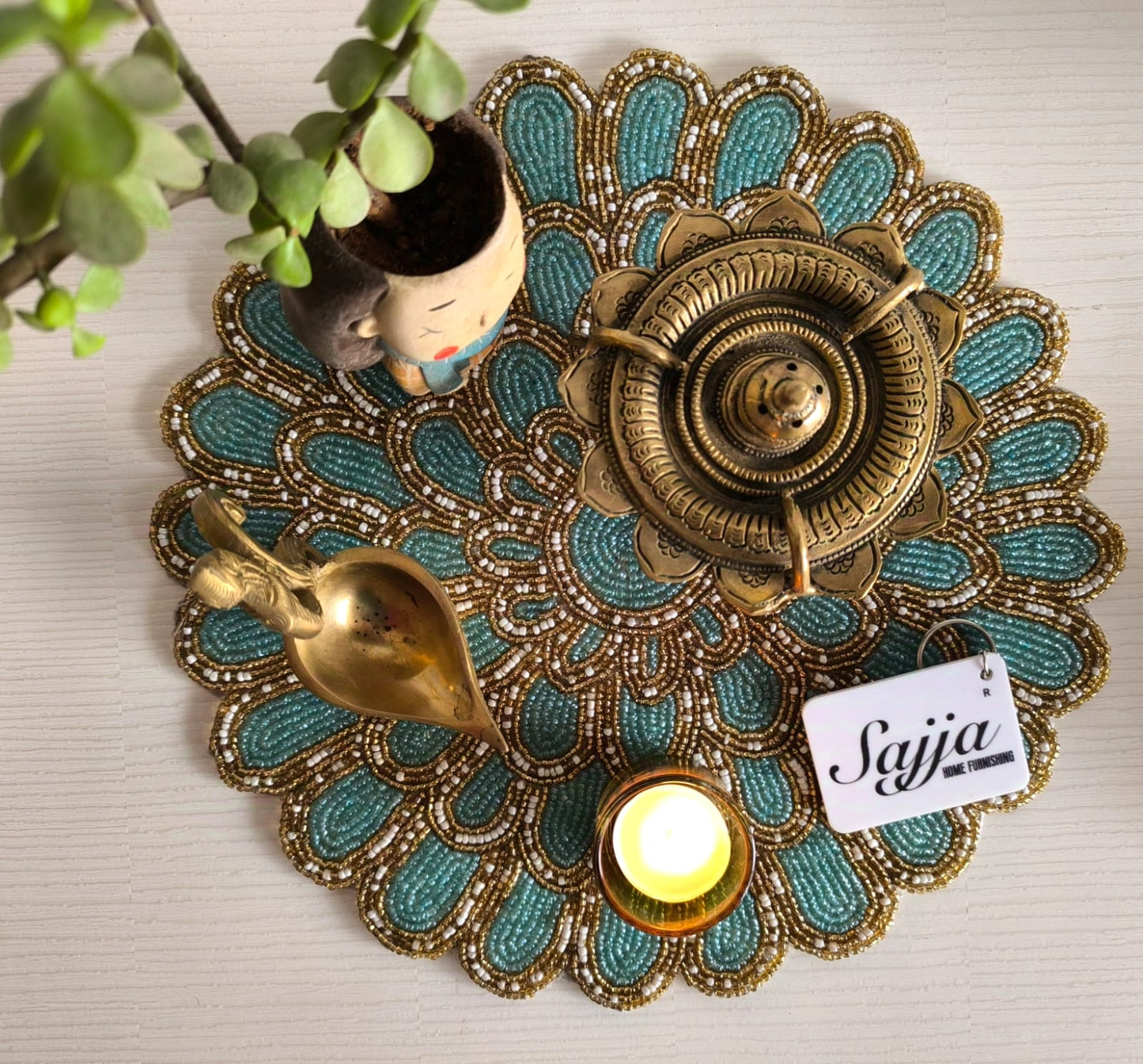 Vintage Sea Green Turquoise Beads Placemat