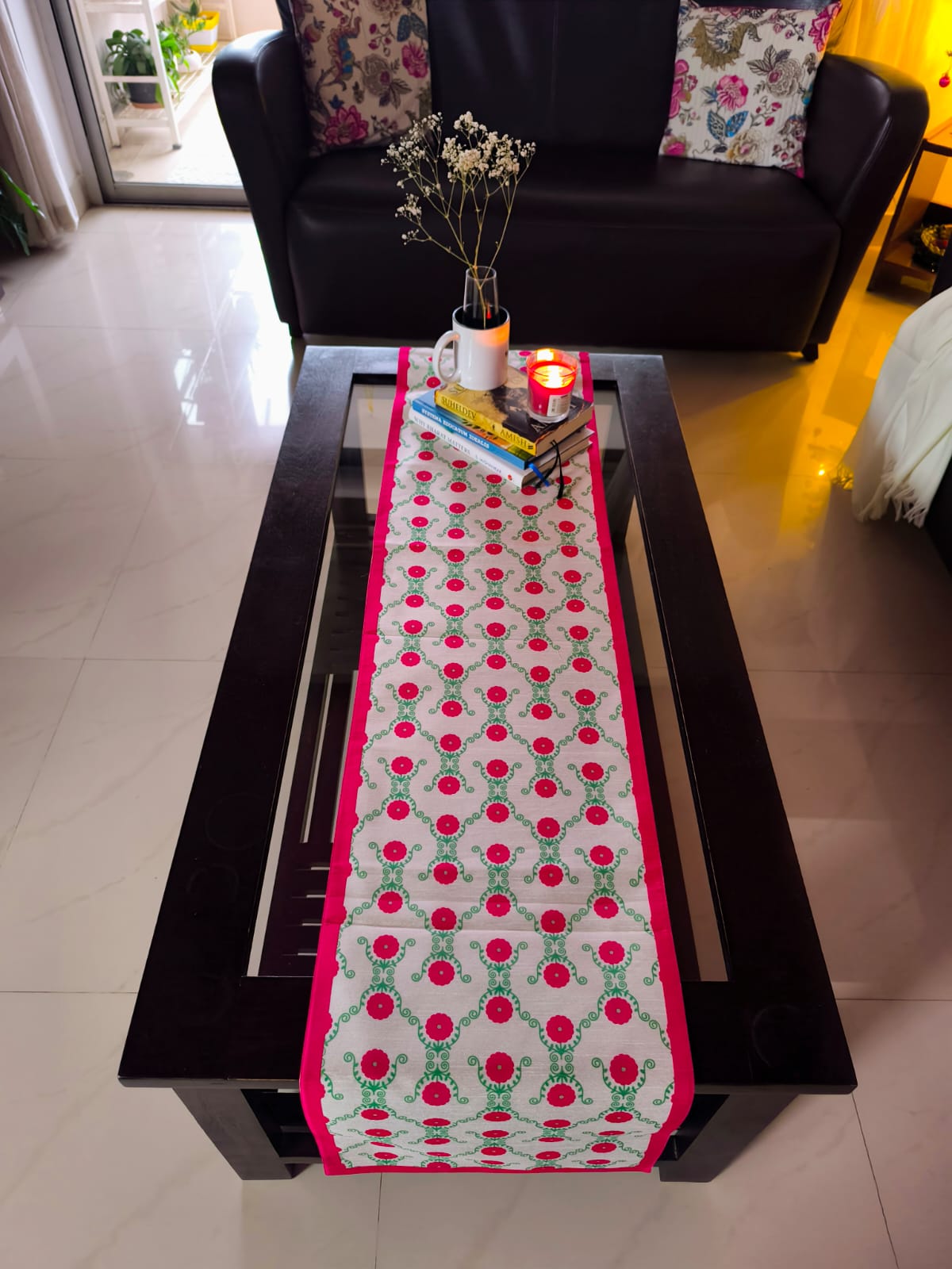 Sajja Festive Dupioni Silk Table runner (12 x 72 inches)