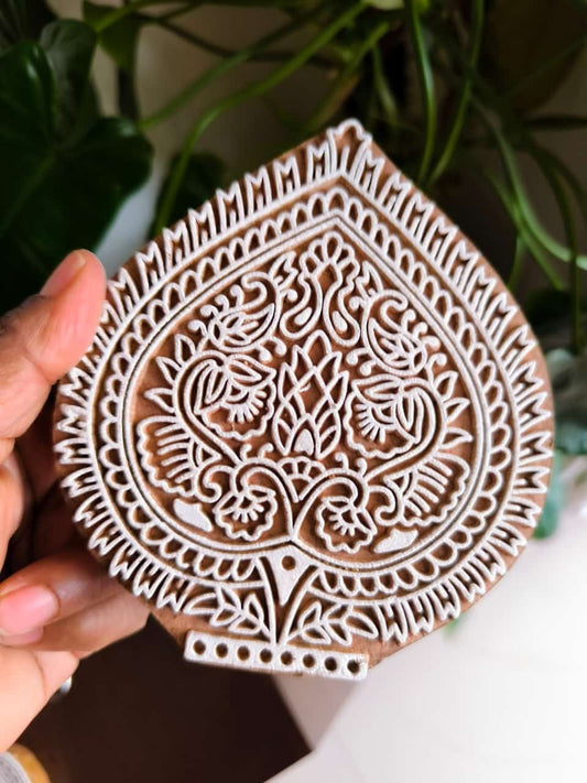 Embrace the Divinity Wooden Hand Block Engraved Coaster | Clay Stamp Indian Print Block| 1 piece | Indian Festival Diya